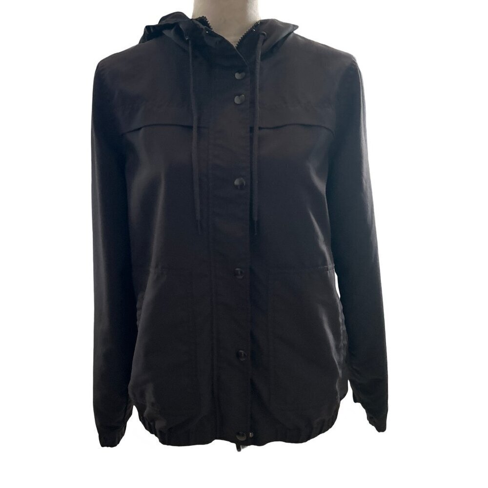 Retro Volcom Women's Black Hooded Zip Up Jacket Water Resistant SZ Small